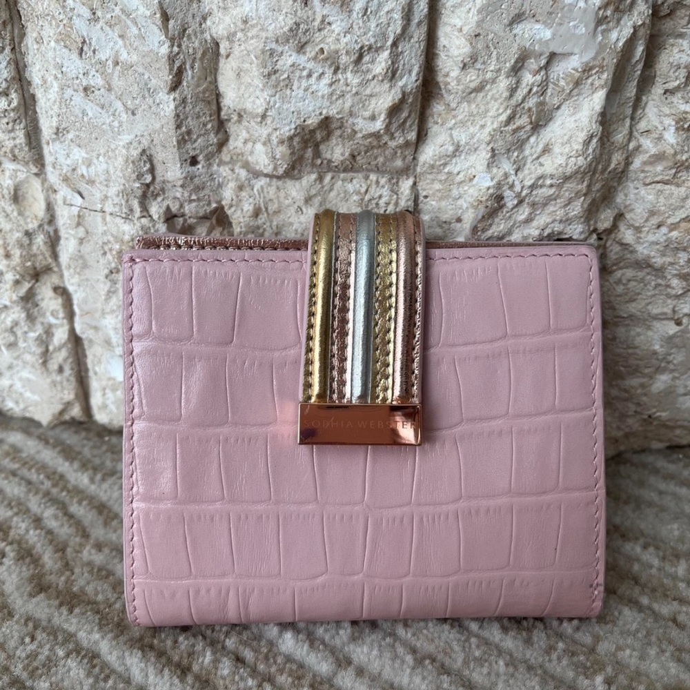 Sophia Webster Pink Croc-Embossed Wallet